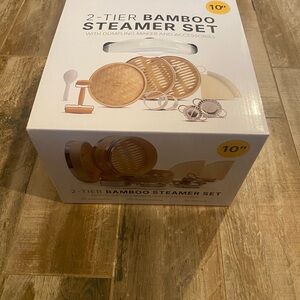 2-Tier Bamboo Steamer Set with Accessories